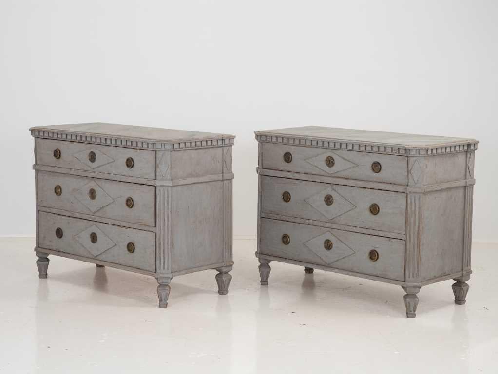 Pine Pair Gustavian Style Chests of Drawers