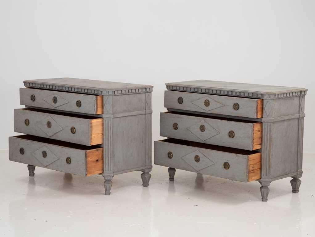 Pair Gustavian Style Chests of Drawers 1