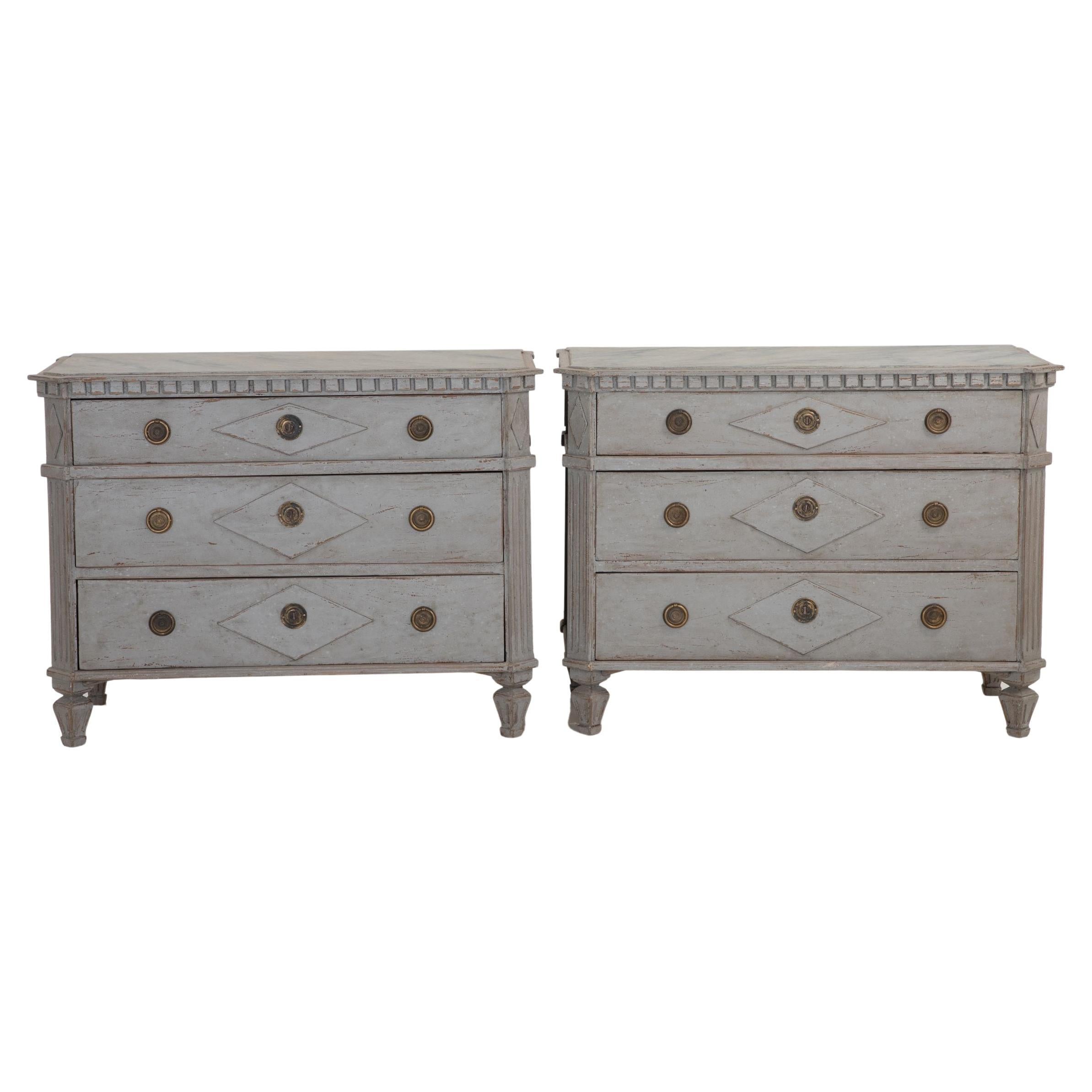 Pair Gustavian Style Chests of Drawers
