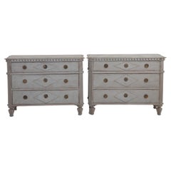 Antique Pair Gustavian Style Chests of Drawers