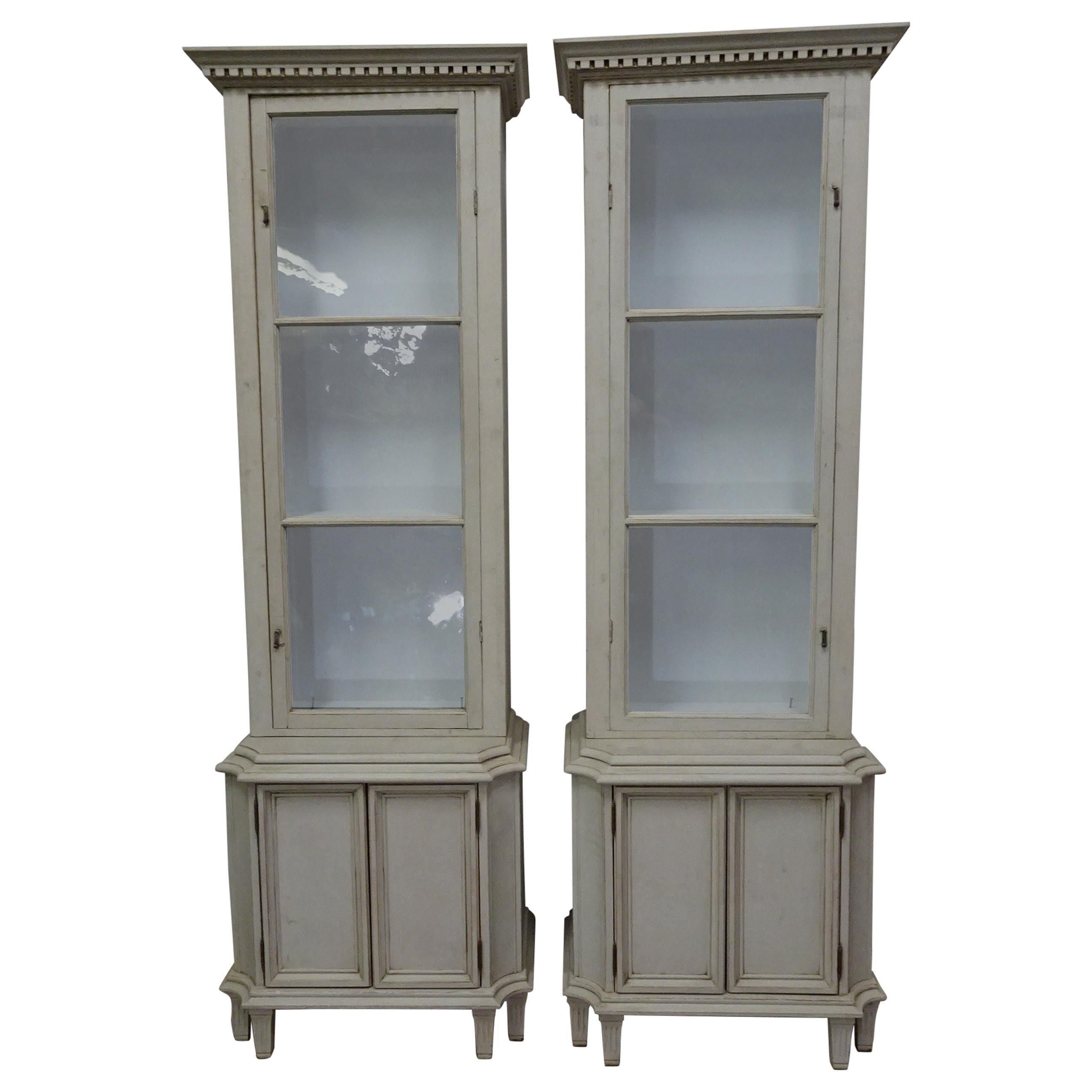 Pair of Gustavian Style Glass Top Display Cabinets