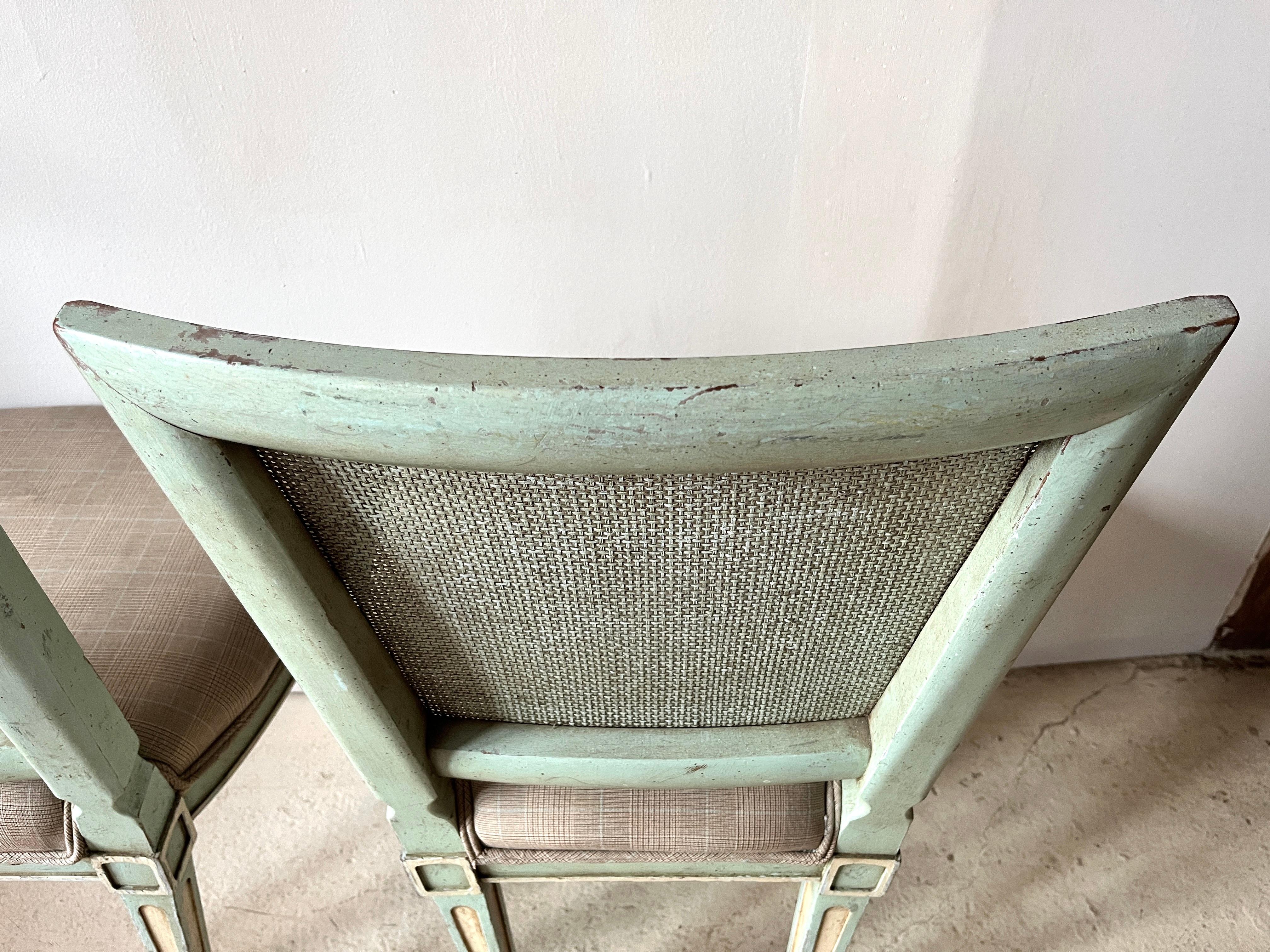 Pair Gustavian Style Square-Back, Cane Painted Side Chairs by John Widdicomb For Sale 3