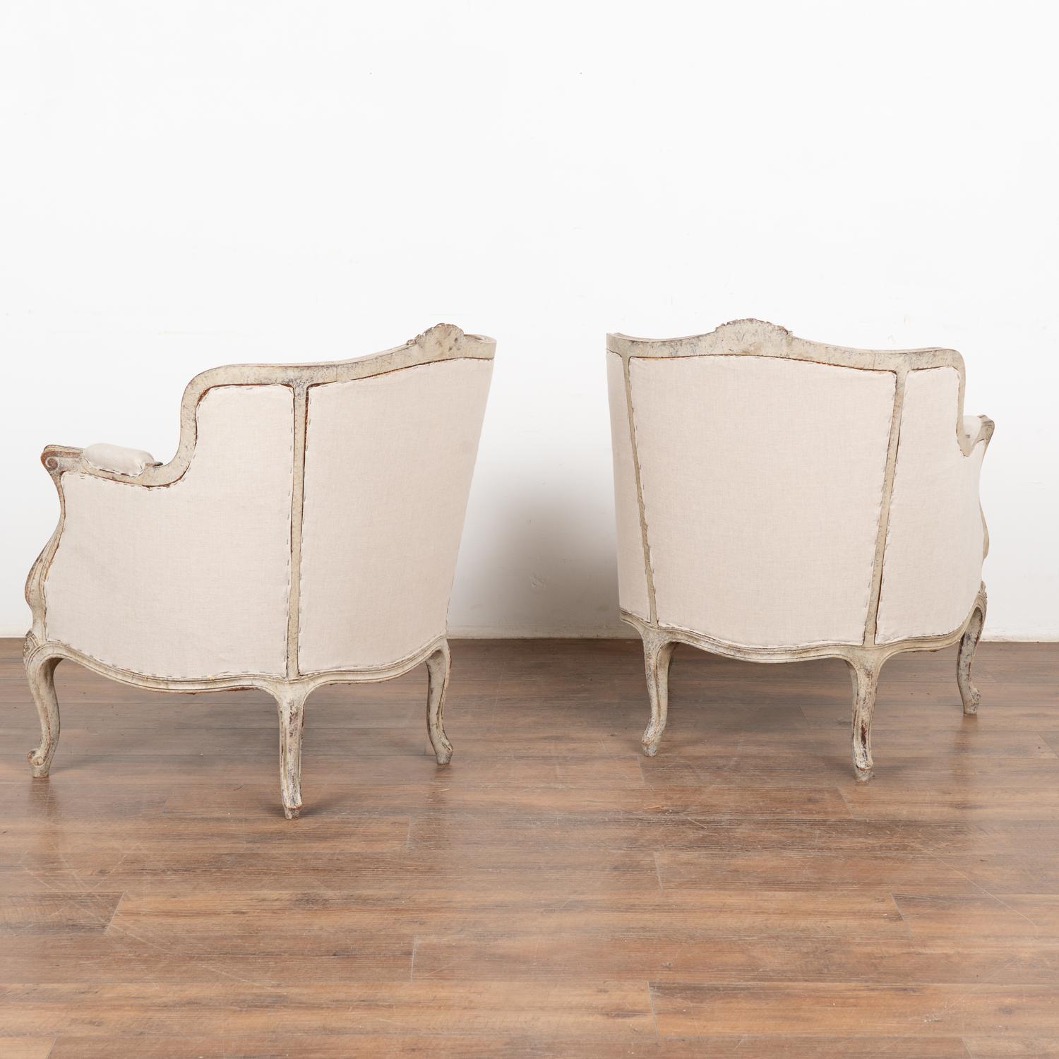 Pair, Gustavian Style White Arm Chairs, Sweden circa 1940 For Sale 4