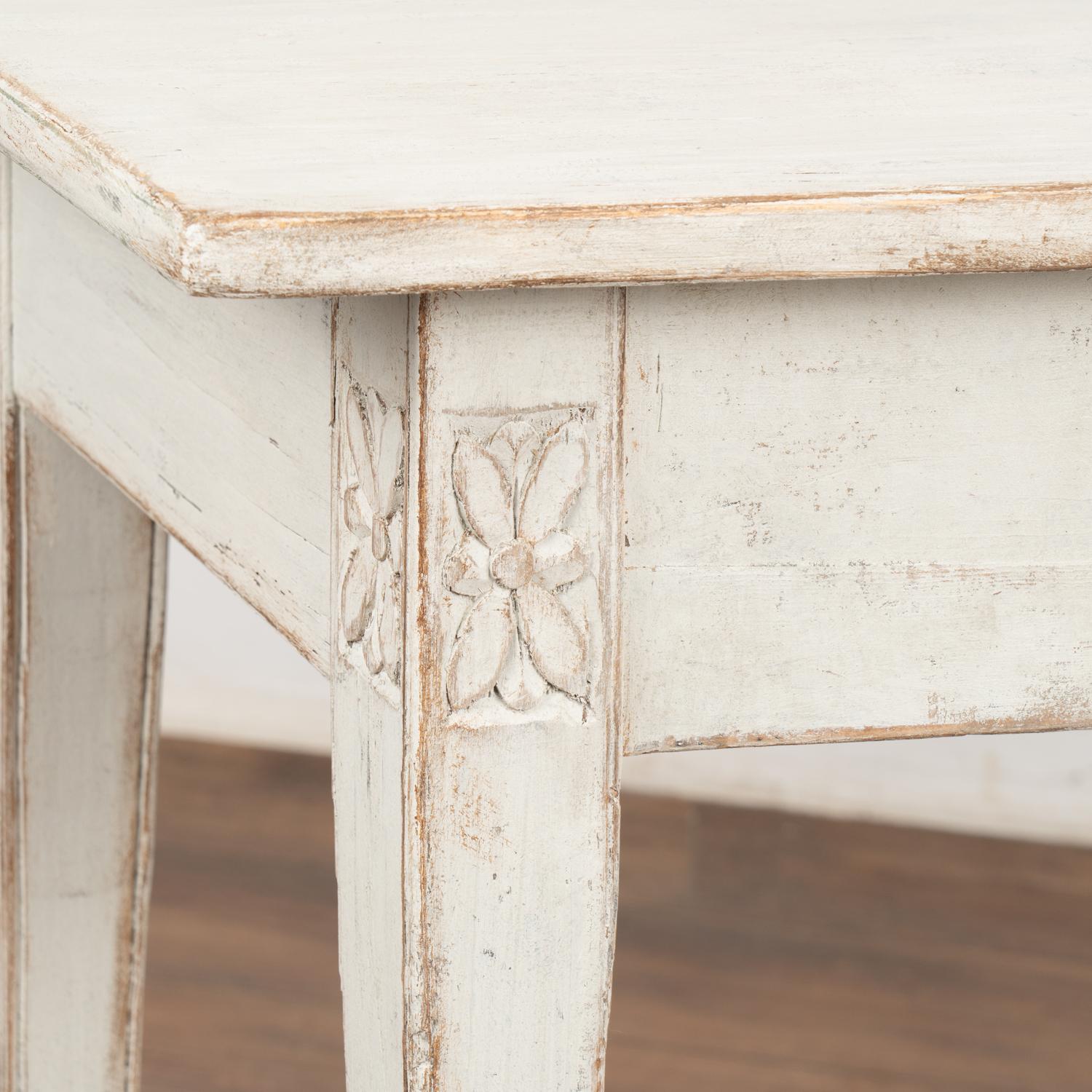 Pair, Gustavian Style White Console Tables with Drawer, Sweden circa 1860 For Sale 1