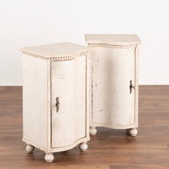 Pair, Gustavian Style White Painted Nightstands, Sweden Circa 1910