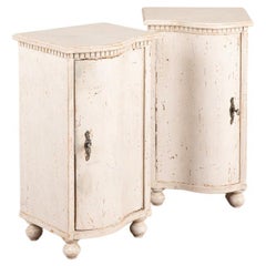 Pair, Gustavian Style White Painted Nightstands, Sweden Circa 1910