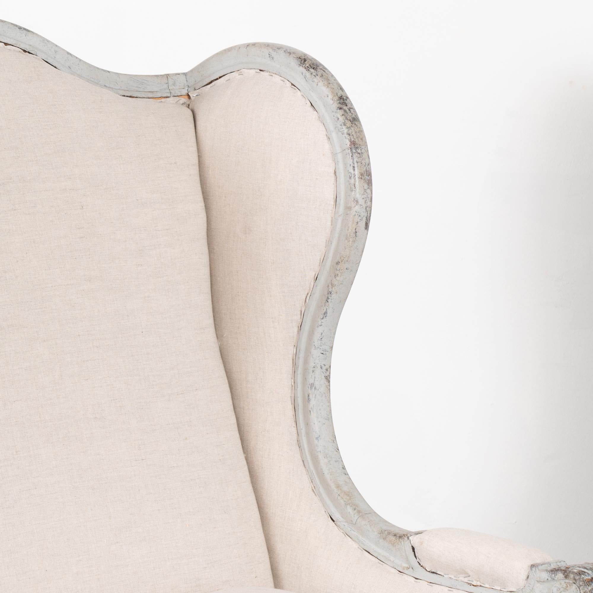 Pair, Gustavian Style Wingback Arm Chairs from Sweden, circa 1920-40 In Good Condition For Sale In Round Top, TX