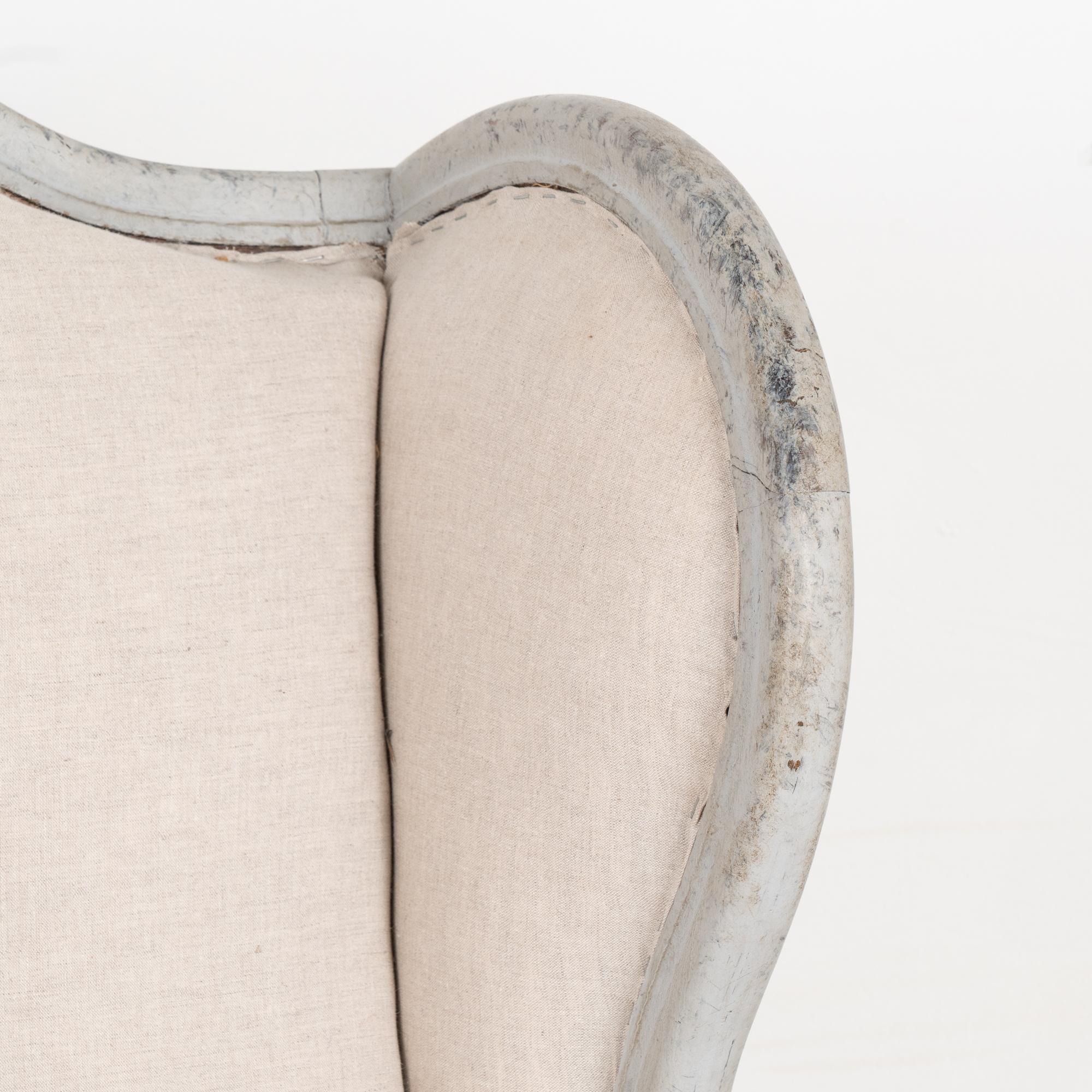 20th Century Pair, Gustavian Style Wingback Arm Chairs from Sweden, circa 1920-40 For Sale