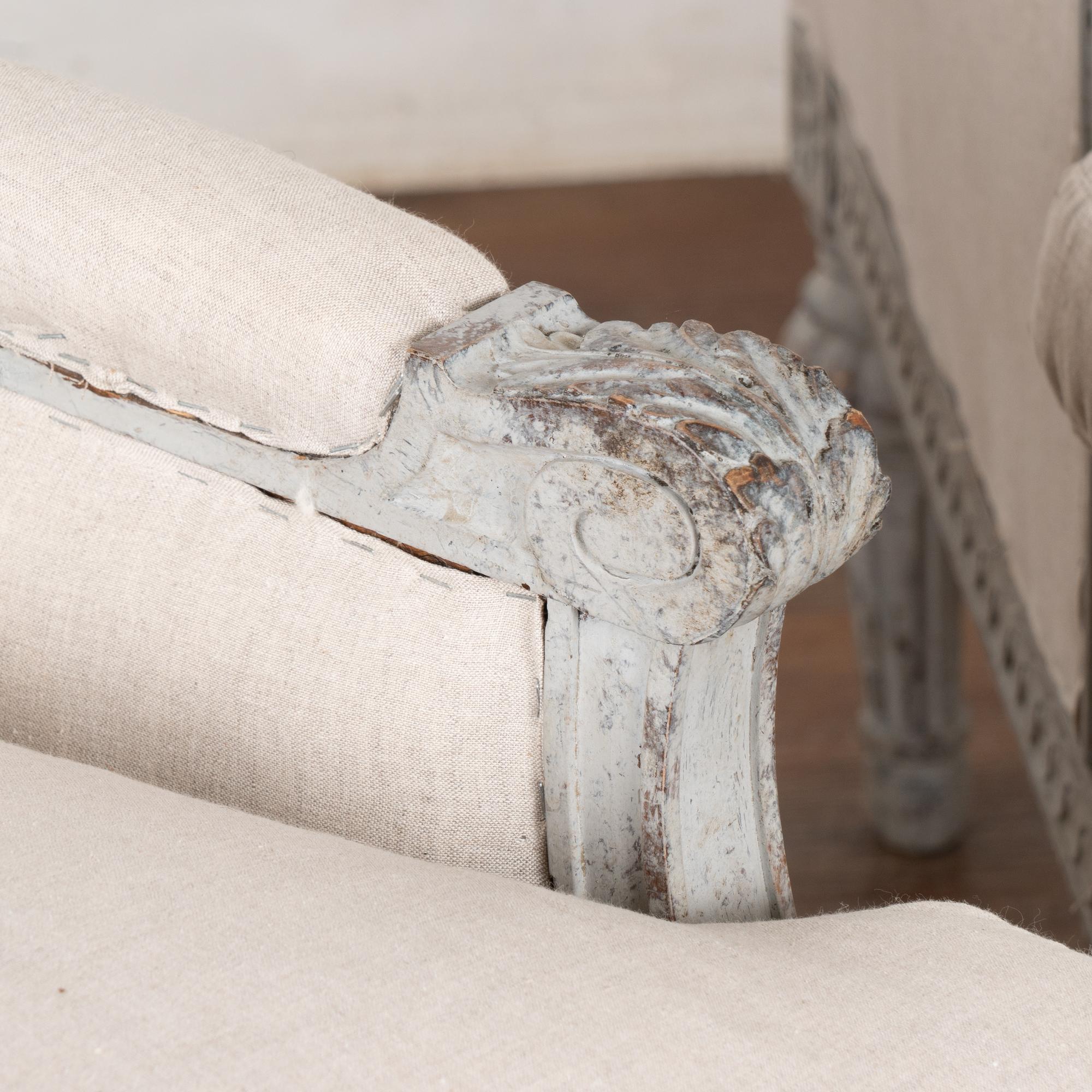 Pair, Gustavian Style Wingback Arm Chairs from Sweden, circa 1920-40 For Sale 1