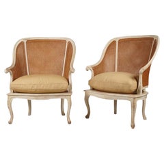 Pair Gustavian Swedish Empire Style Hendrix Allardyce Double Cane Bergere Chairs