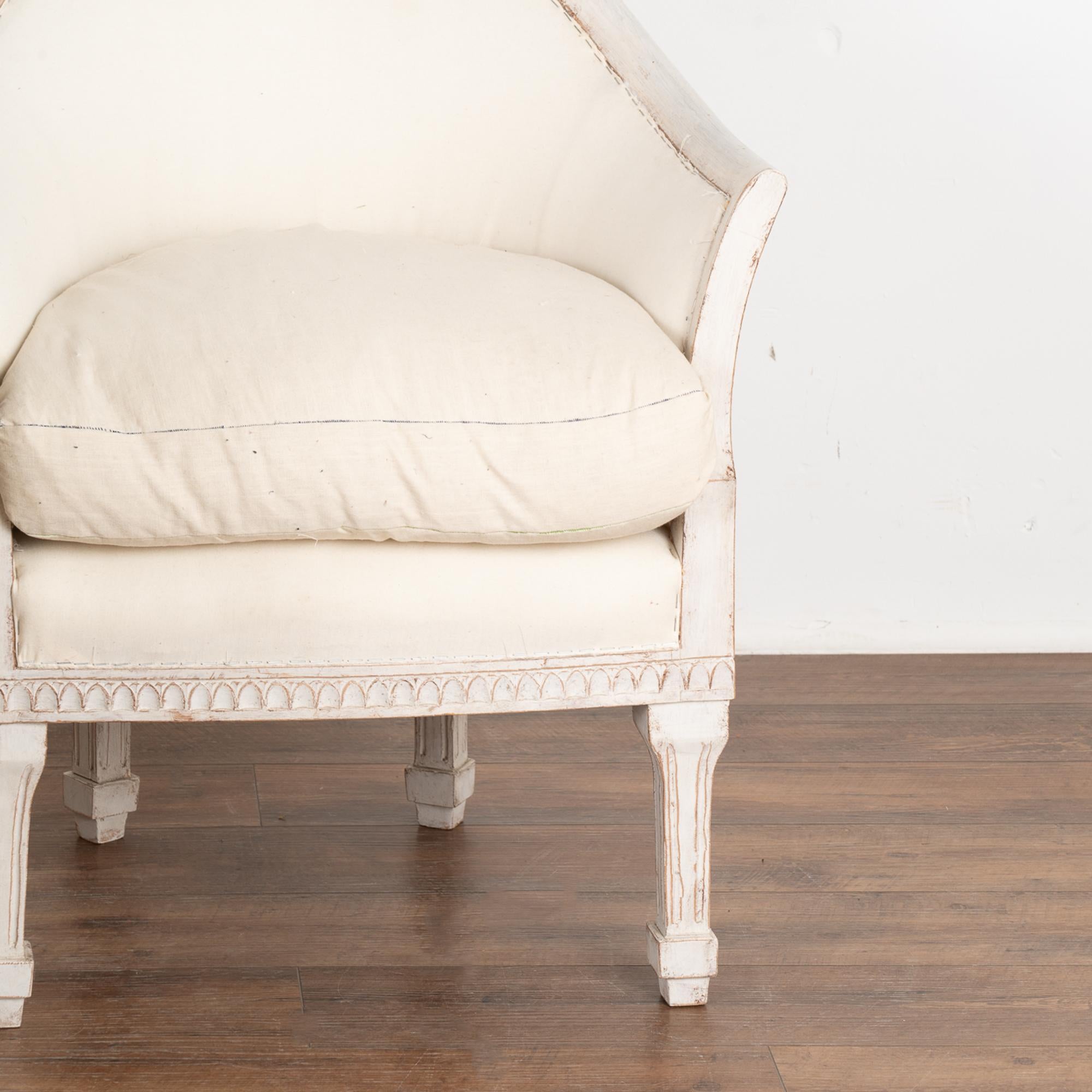 20th Century Pair, Gustavian White Arm Chairs, Sweden circa 1910 For Sale