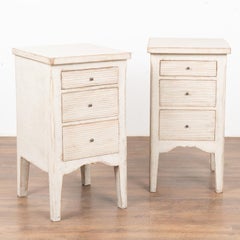 Pair, Gustavian White Nightstands With Hidden Storage, Sweden circa 1860-80