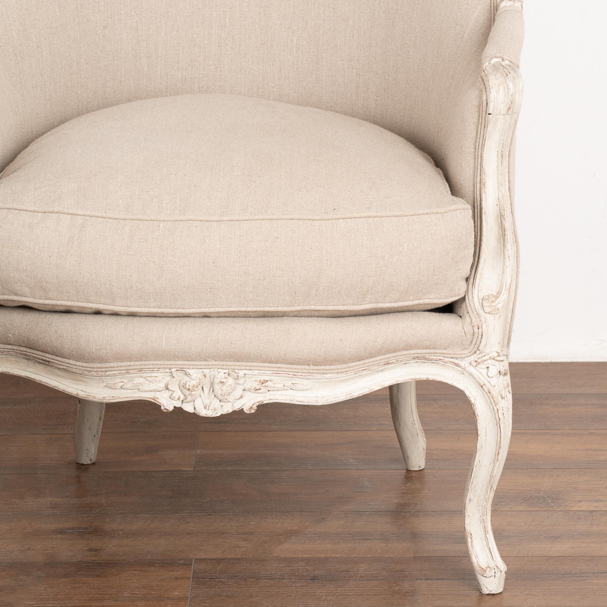19th Century Pair, Gustavian White Painted Arm Chairs, Sweden circa 1880 For Sale