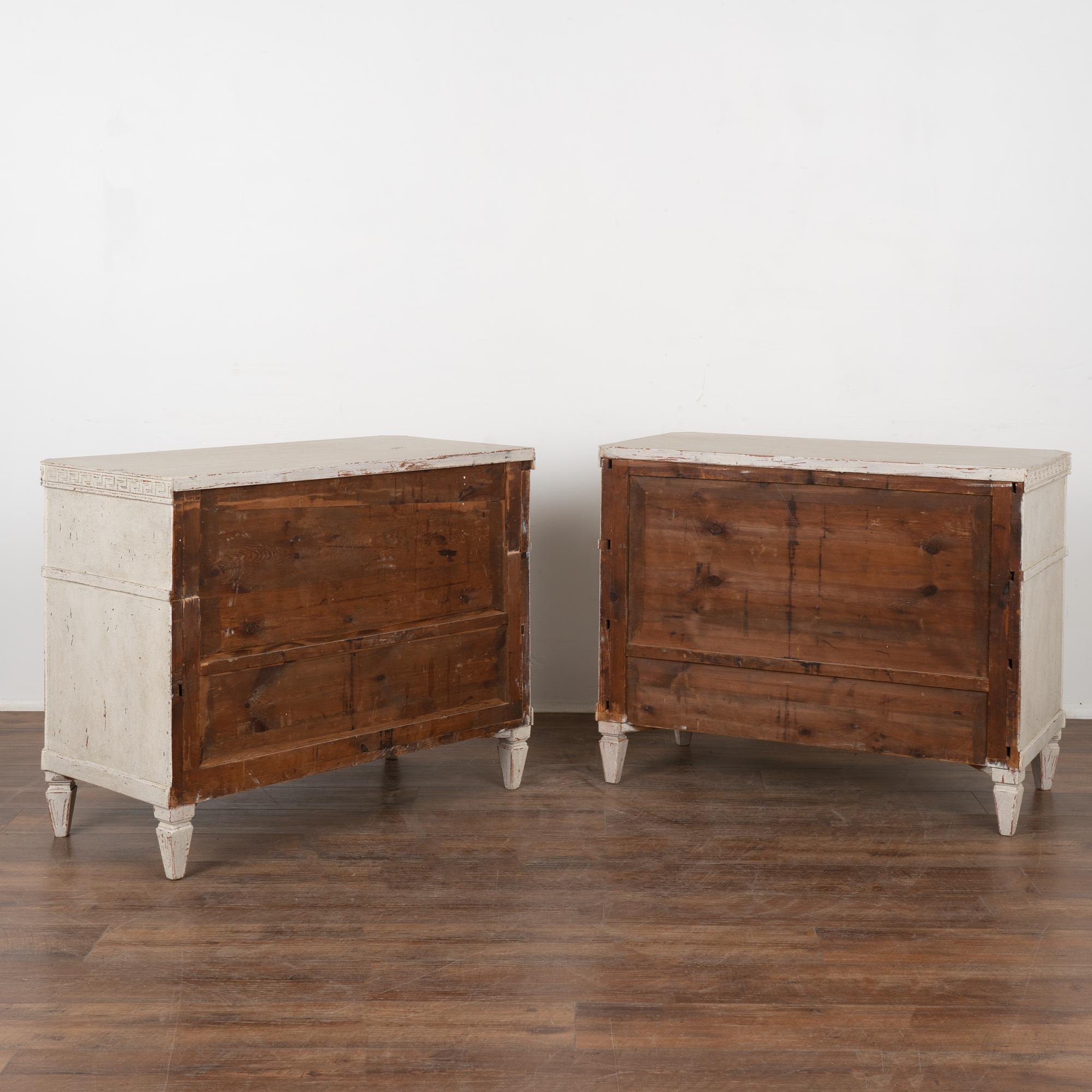 Pair, Gustavian White Painted Chest of Drawers, Sweden circa 1840-80 For Sale 5