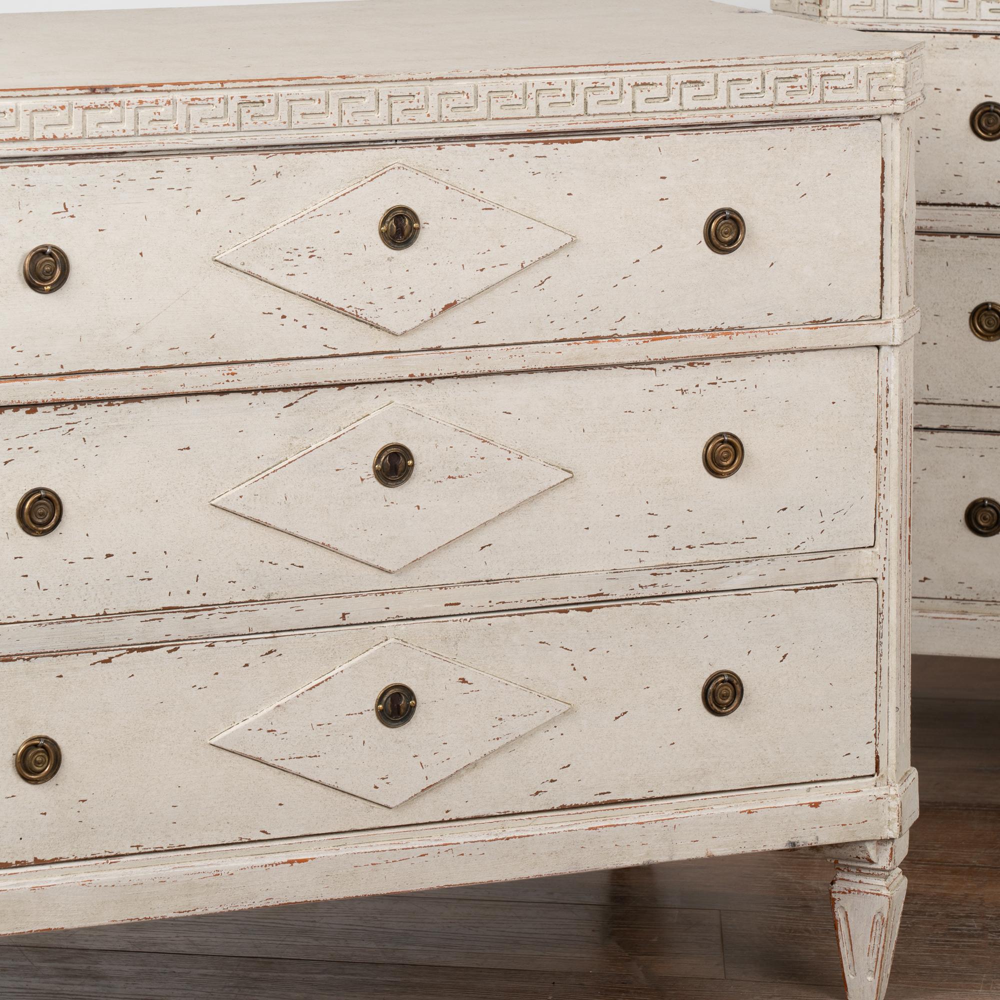Pair, Gustavian White Painted Chest of Drawers, Sweden circa 1840-80 For Sale 2
