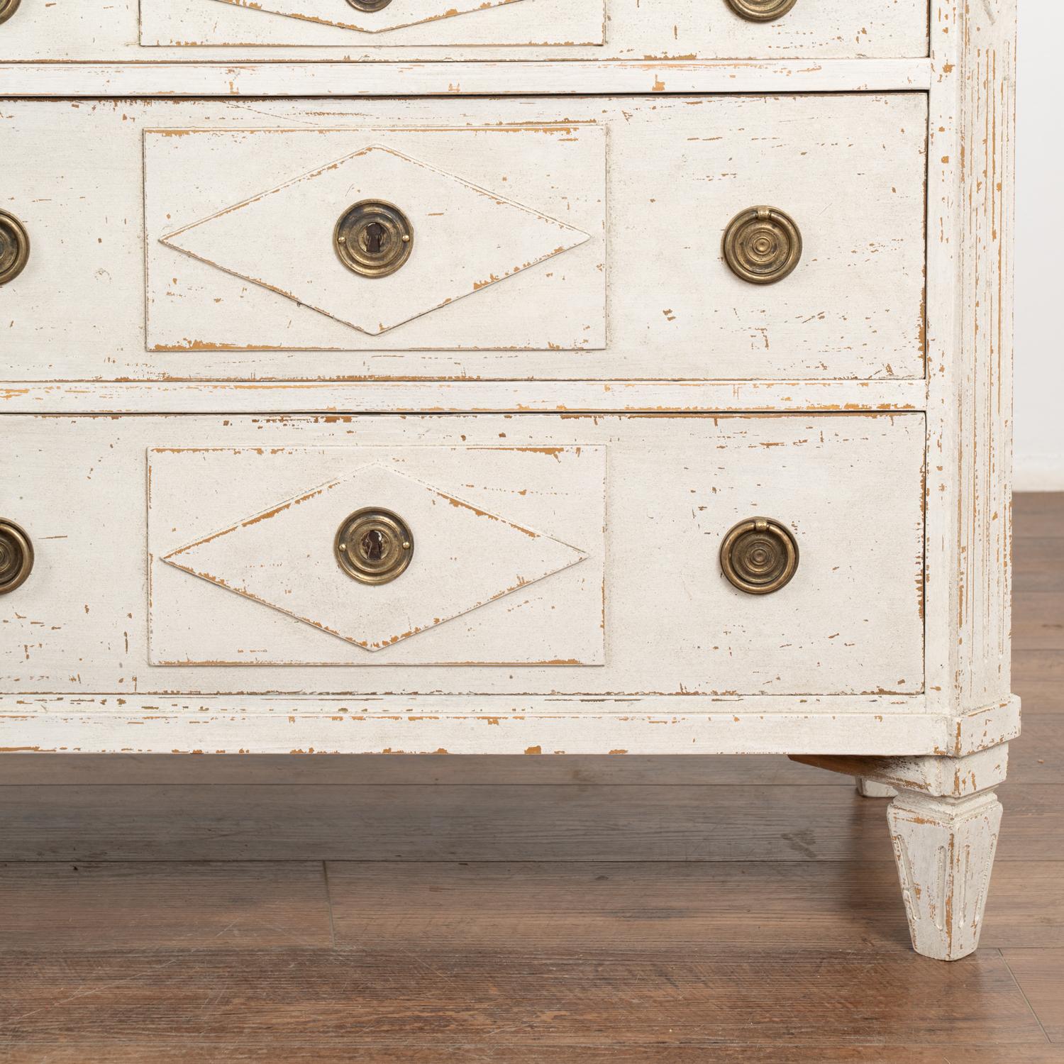 Pair, Gustavian White Painted Chest of Drawers, Sweden circa 1860-80 For Sale 4
