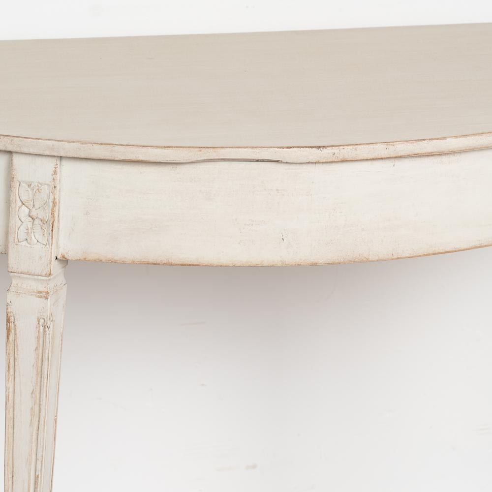 Pair, Gustavian White Painted Demi Lune Side Tables Consoles, circa 1860-80 3