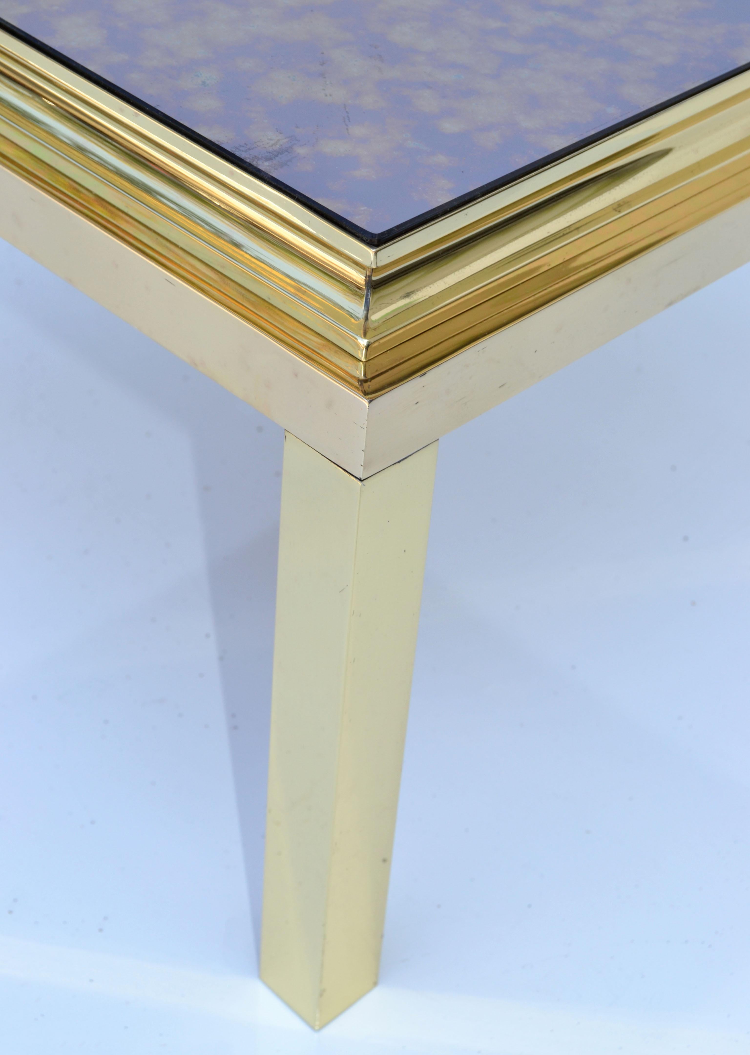 Pair, Guy Lefevre for Maison Jansen Polished Brass Side End Tables Mirrored Top For Sale 6