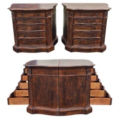 Pair Habersham Biltmore Fruitwood Serpentine Bachelor Chests of Drawers Island