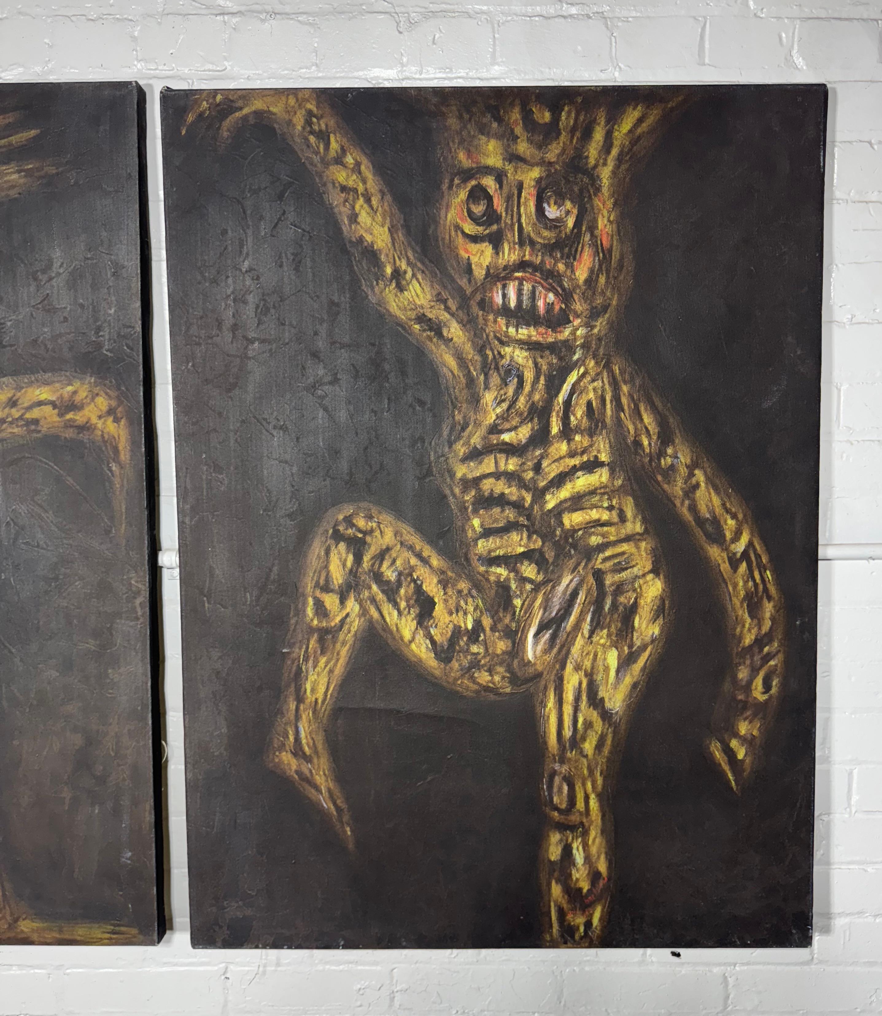 Coppia di dipinti modernisti haitiani / olio su tela di Sébastien Jean in vendita 2