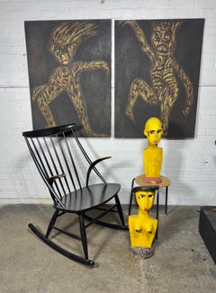 Pair Haitian Modernist Paintings / oil on canvas by Sébastien Jean