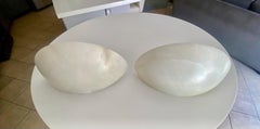 Pair Half Moon Alabaster Wall Light Sconces