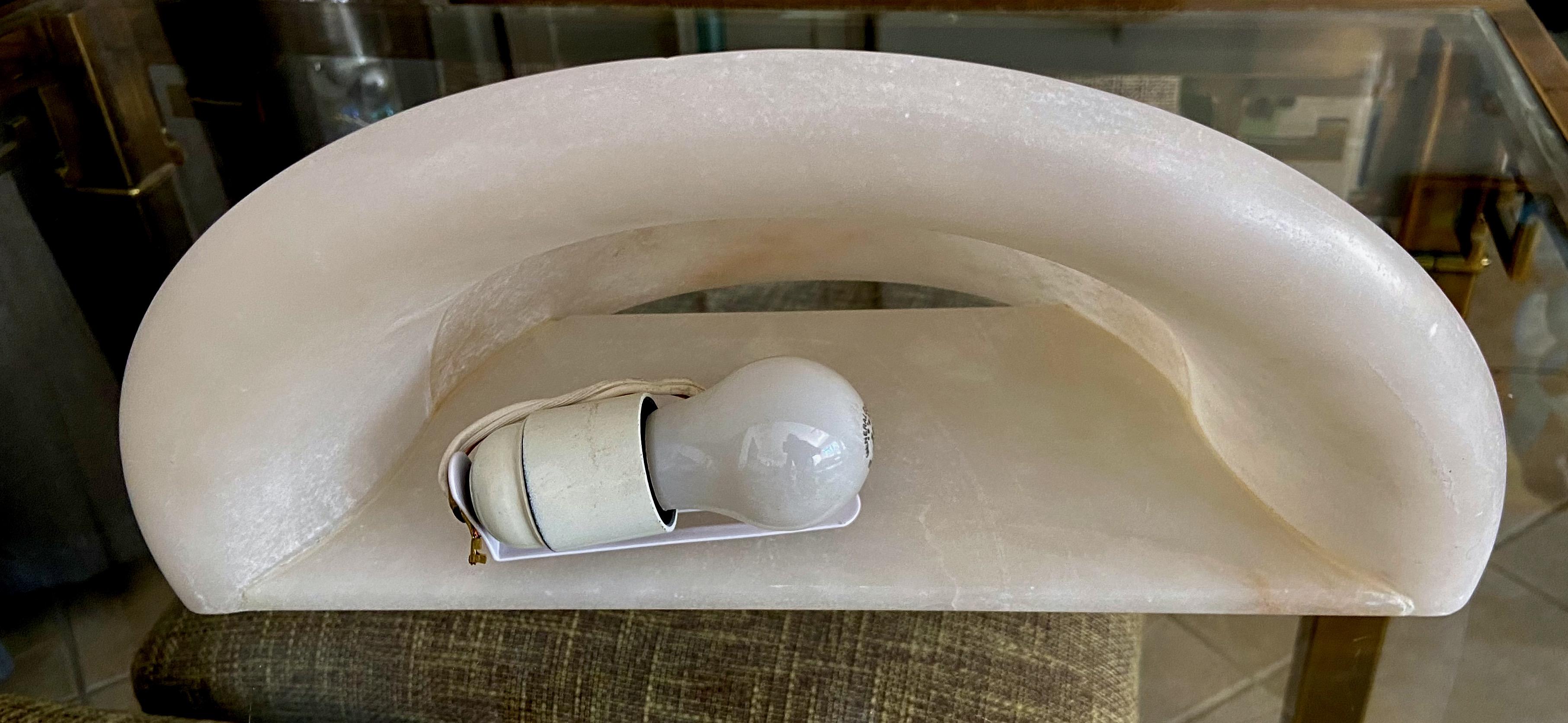 Pair Half Moon Alabaster Wall Sconces 3