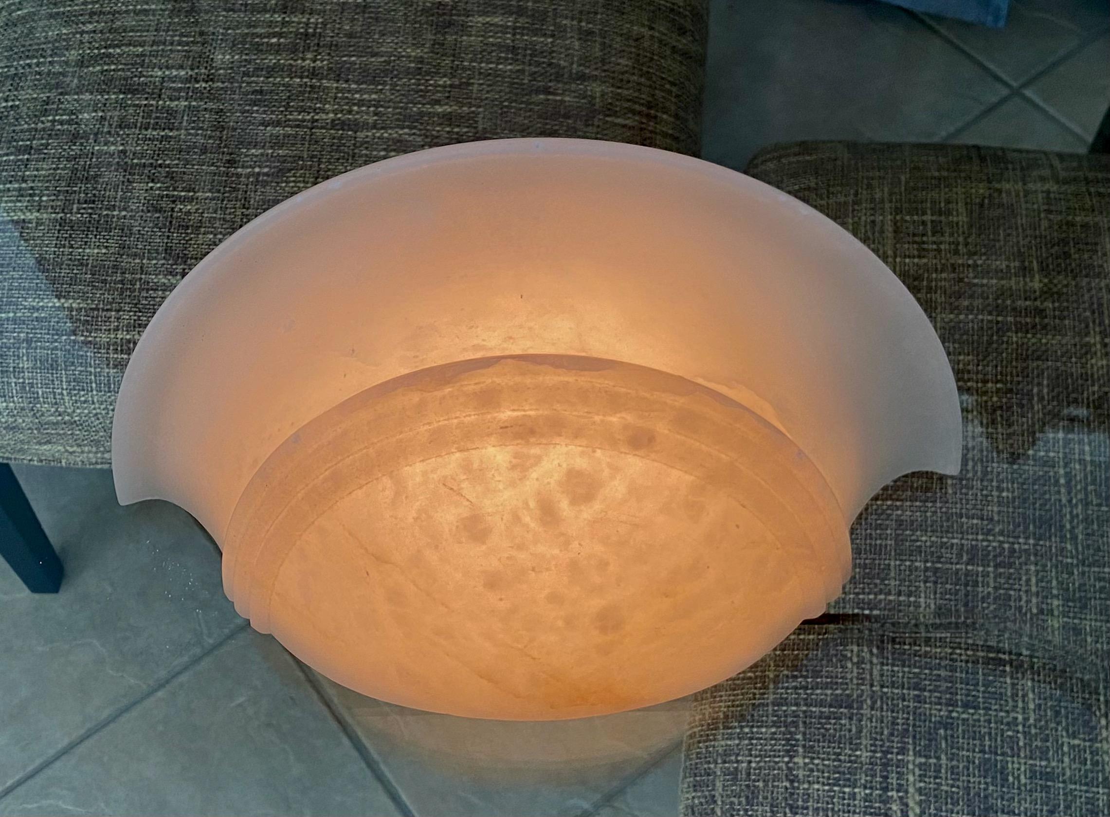 Pair Half Moon Alabaster Wall Sconces 6