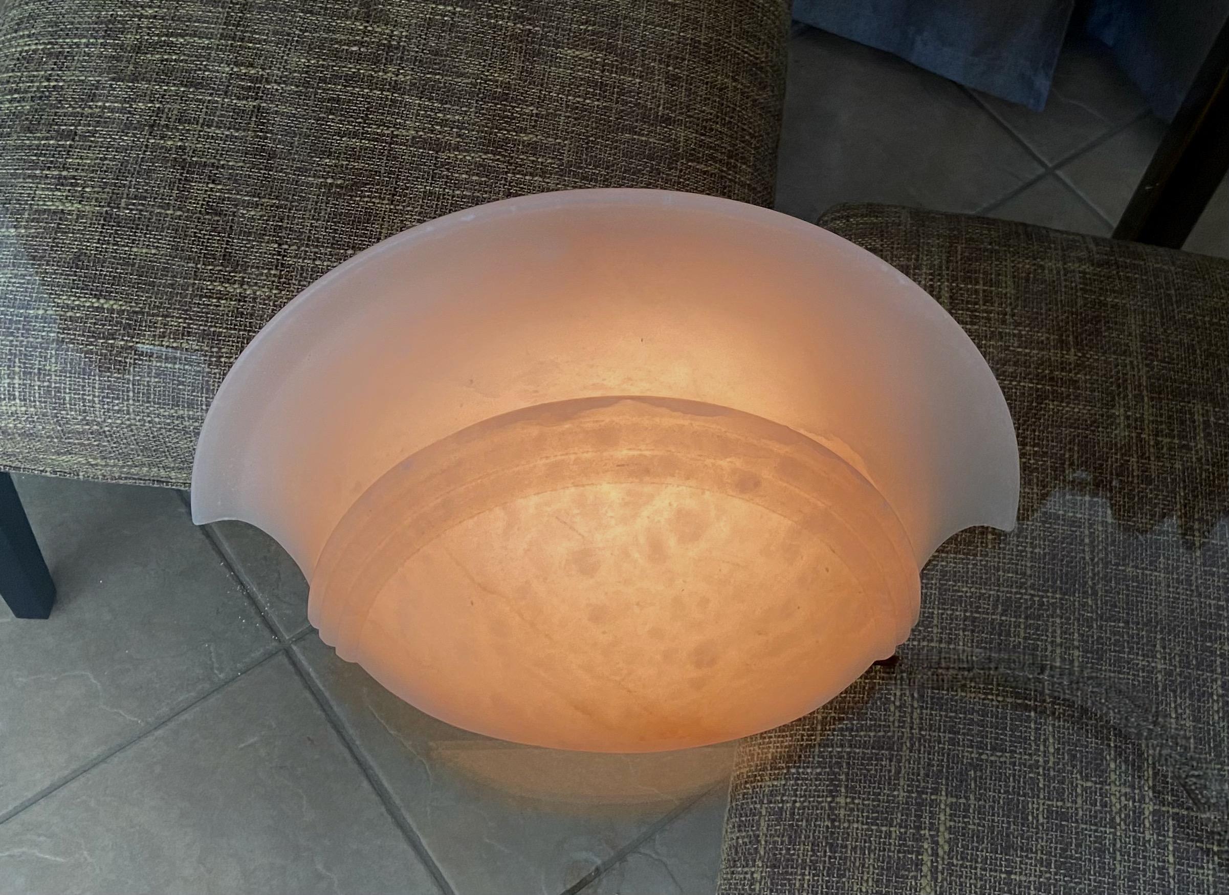 Pair Half Moon Alabaster Wall Sconces 7