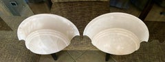 Pair Half Moon Alabaster Wall Sconces