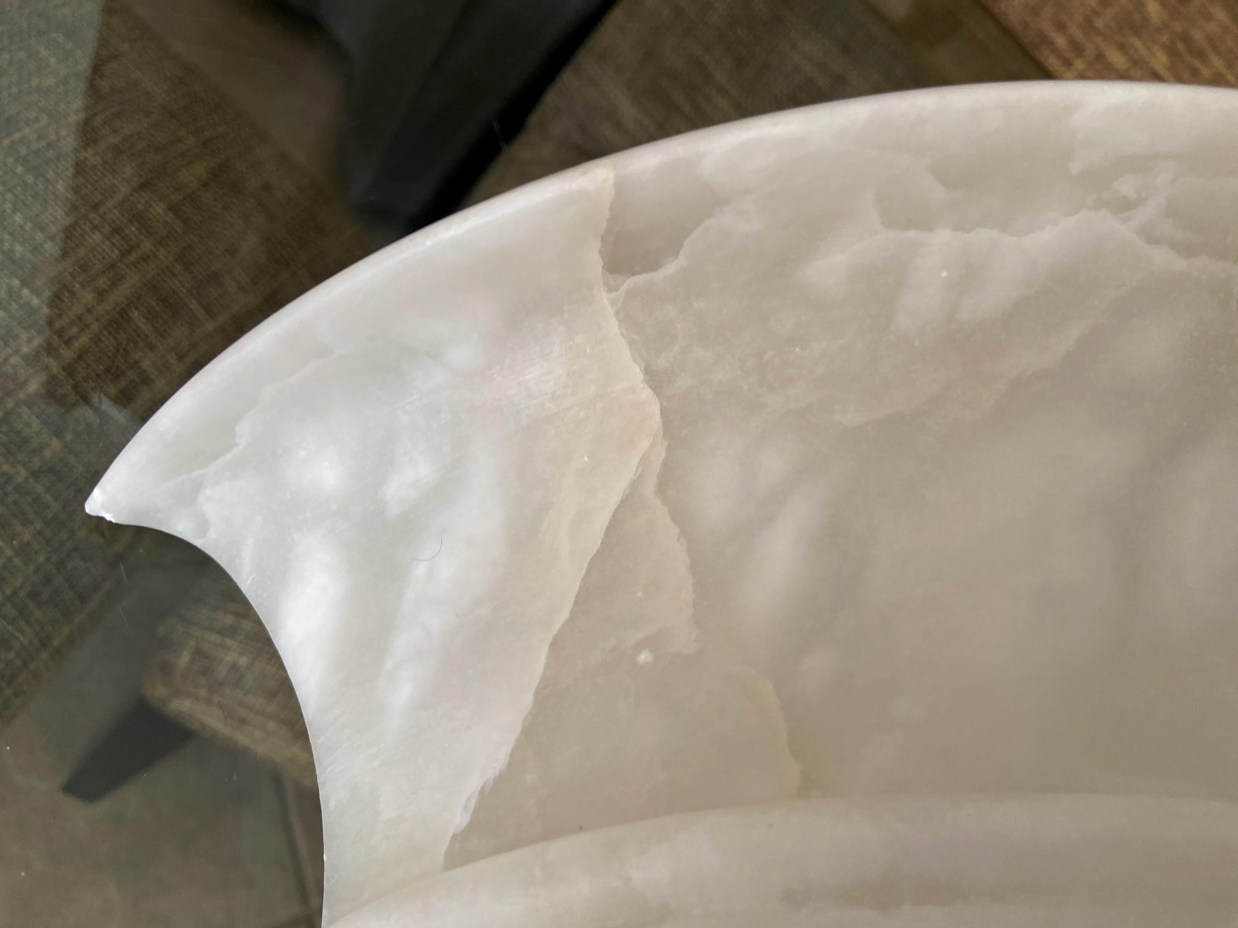 Late 20th Century Pair Half Moon Alabaster Wall Sconces