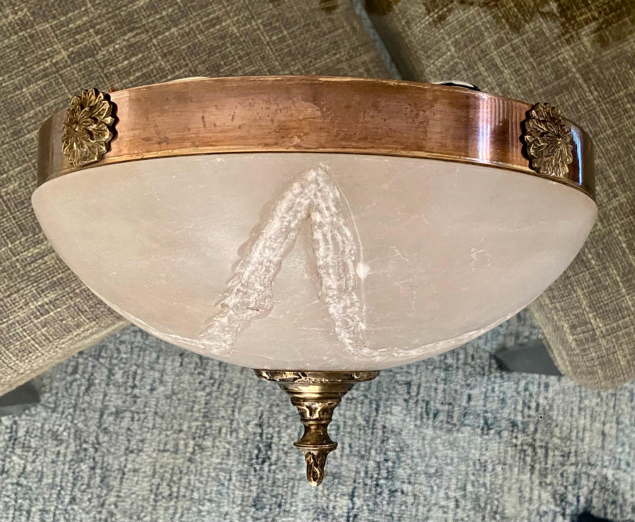 Pair Half Moon French XVI Alabaster Wall Sconces For Sale 6