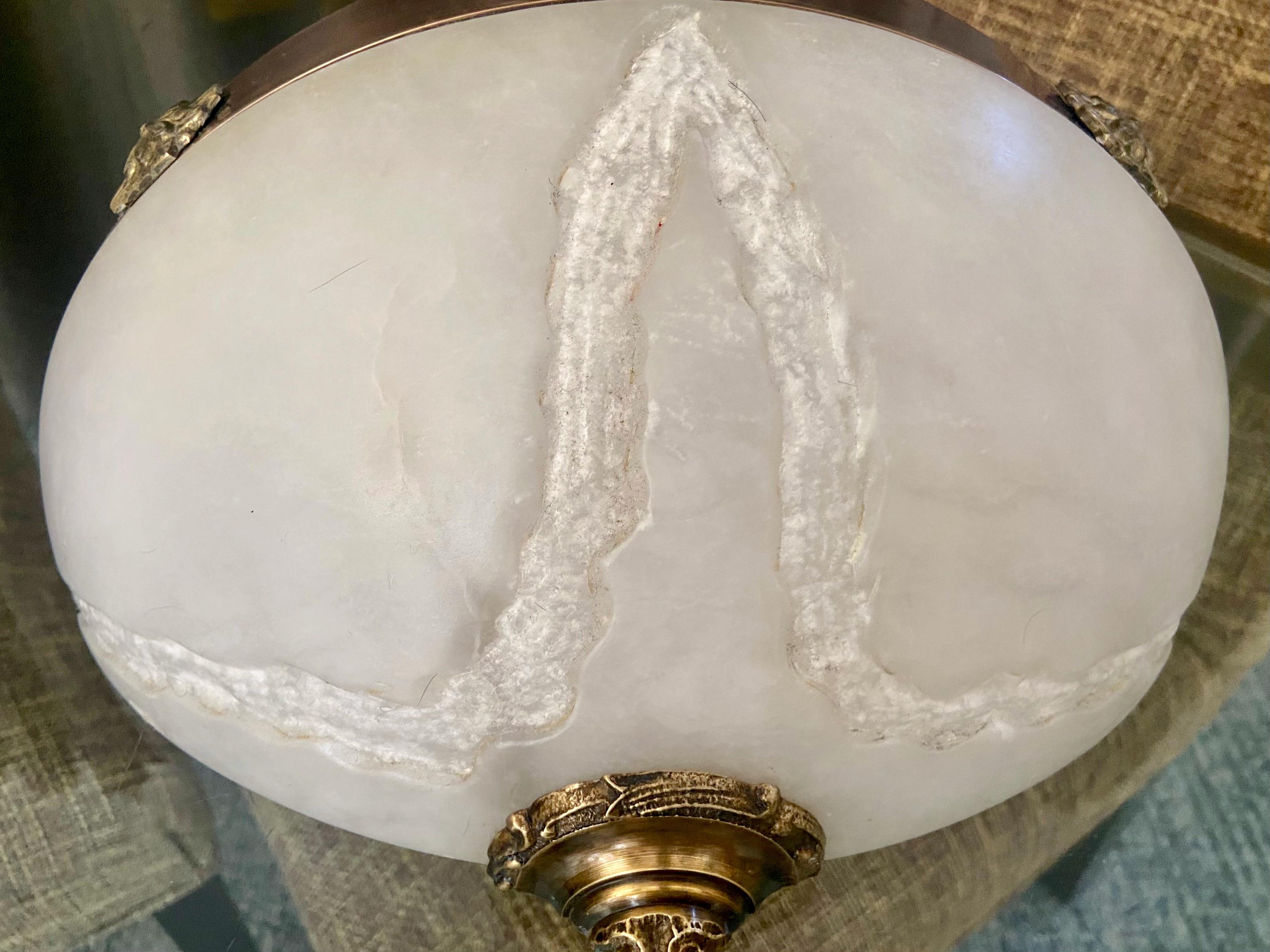 Pair Half Moon French XVI Alabaster Wall Sconces For Sale 8