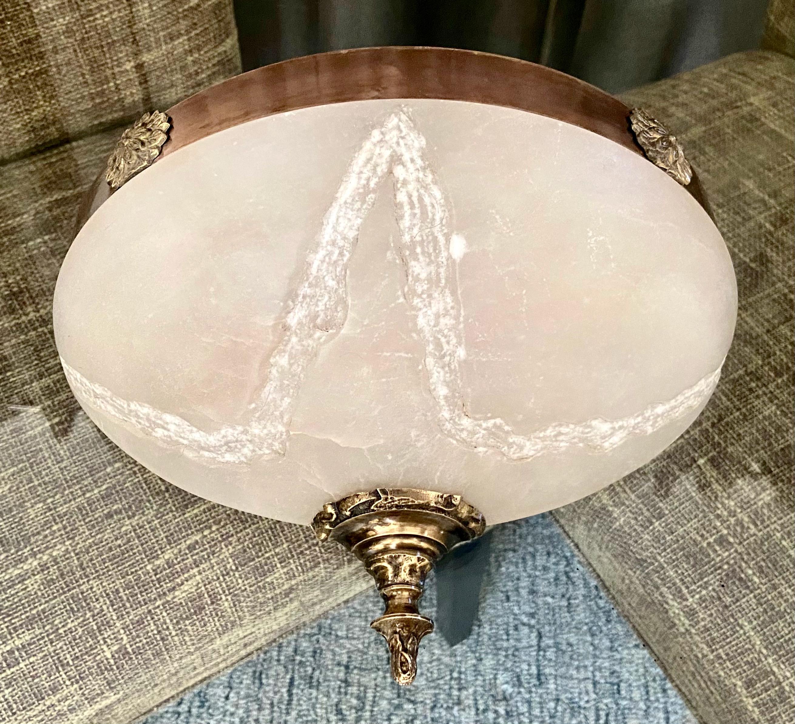 Pair Half Moon French XVI Alabaster Wall Sconces For Sale 2