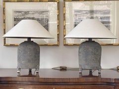 Pair Han Dynasty Period Unglazed Grain Jars Mounted as Table Lamps