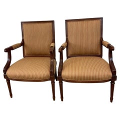 Pair Hancock & Moore Regency Style Arm Side Chairs