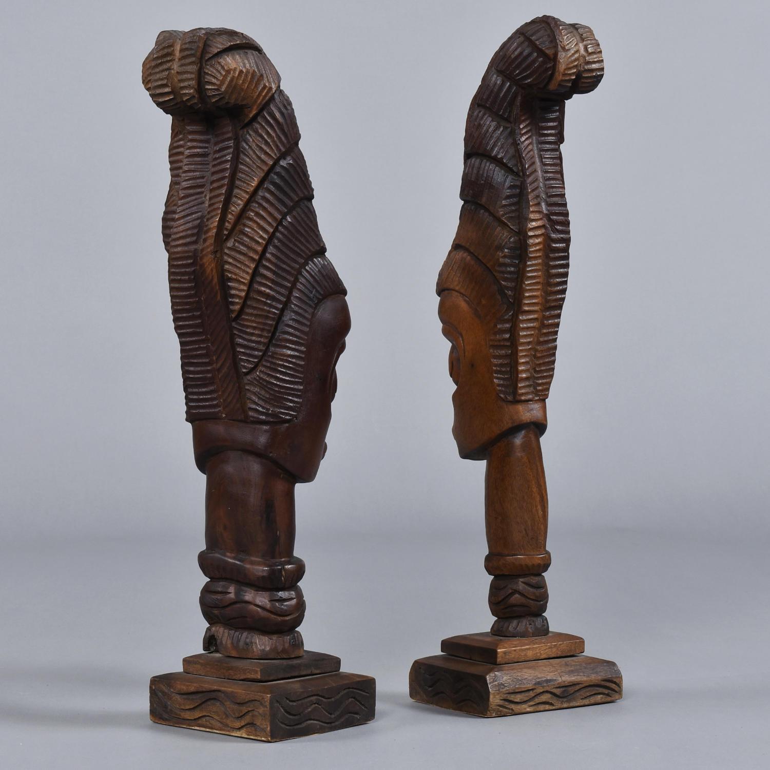 Paire de bustes africains sculptés à la main, 24 pouces en vente 5