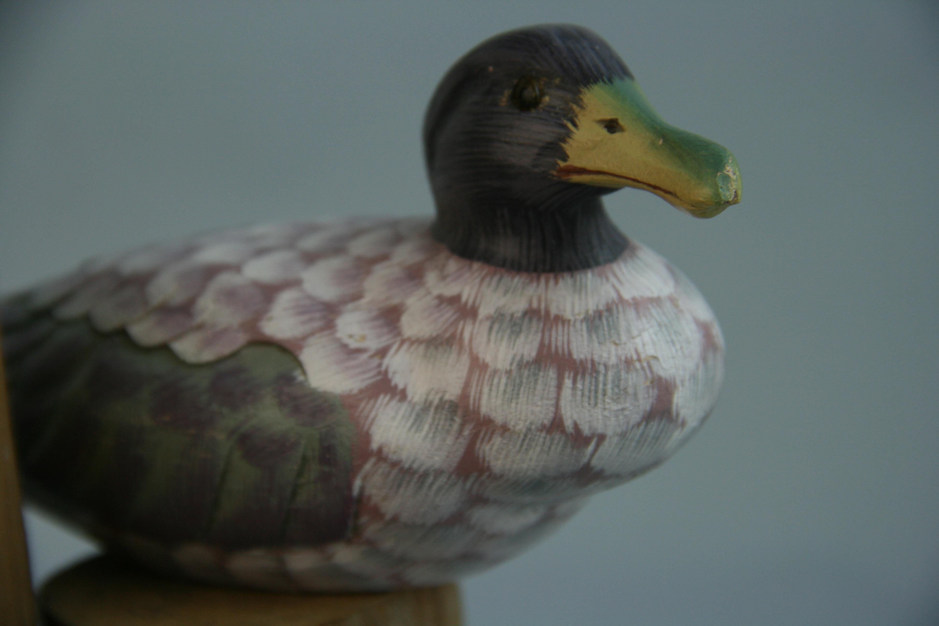 Paire d'oiseaux de mer sculptés et peints à la main sur poteau en bois en vente 5