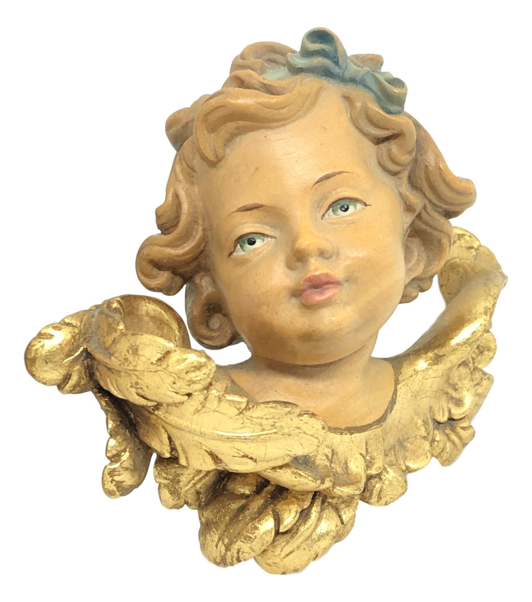 Hand-Carved Pair of Hand Carved Cherub Angel Head, Anri, Italy, 1960s