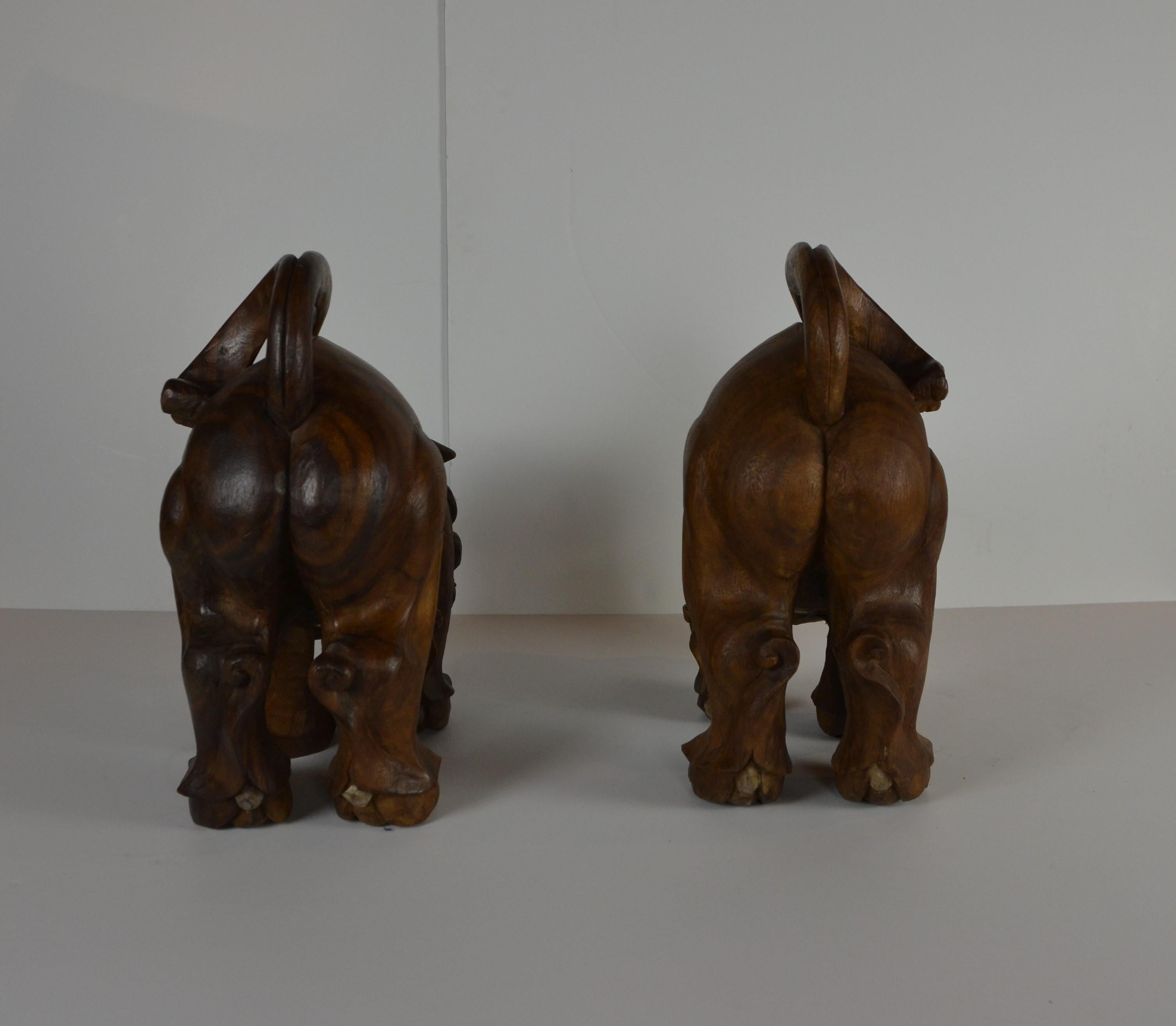 Rosewood Pair Hand Carved Foo Dogs