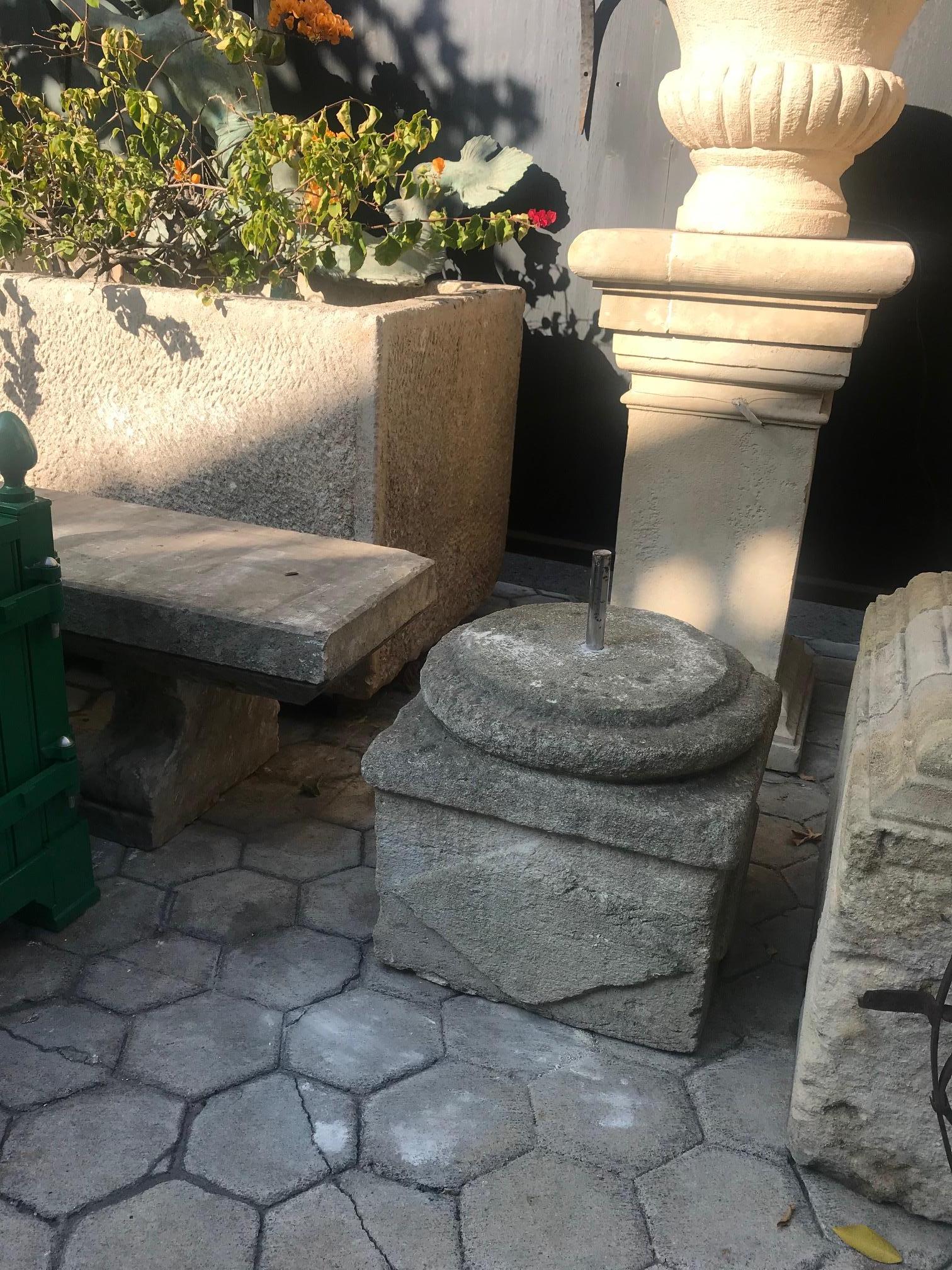 Pair Hand Carved Stone Columns Garden Posts Base Pedestal Antiques Los Angeles  For Sale 5
