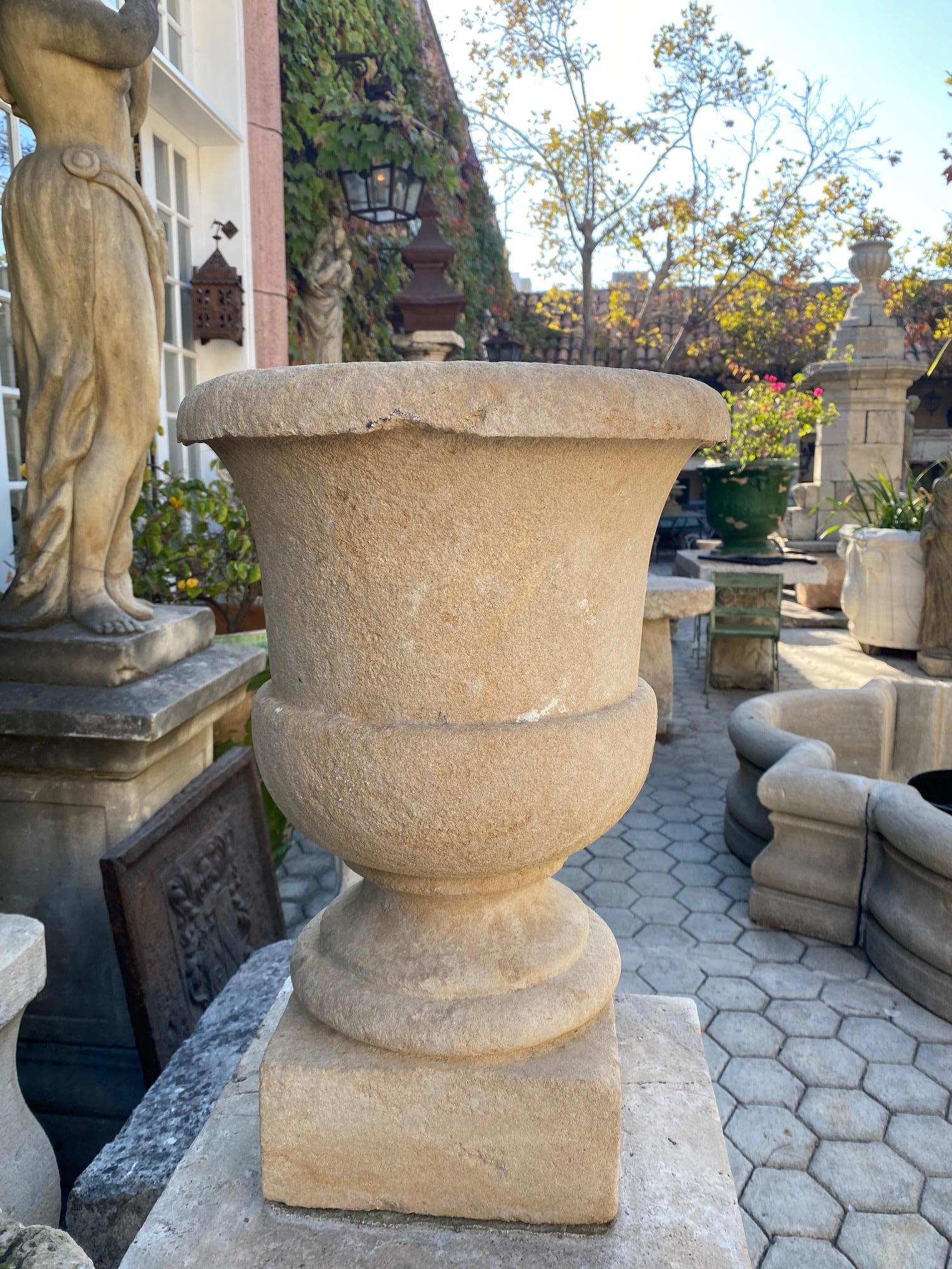 Pair Hand Carved Stone Pillar Finials Decorative Urns Vase Rustic Antiques LA CA For Sale 8