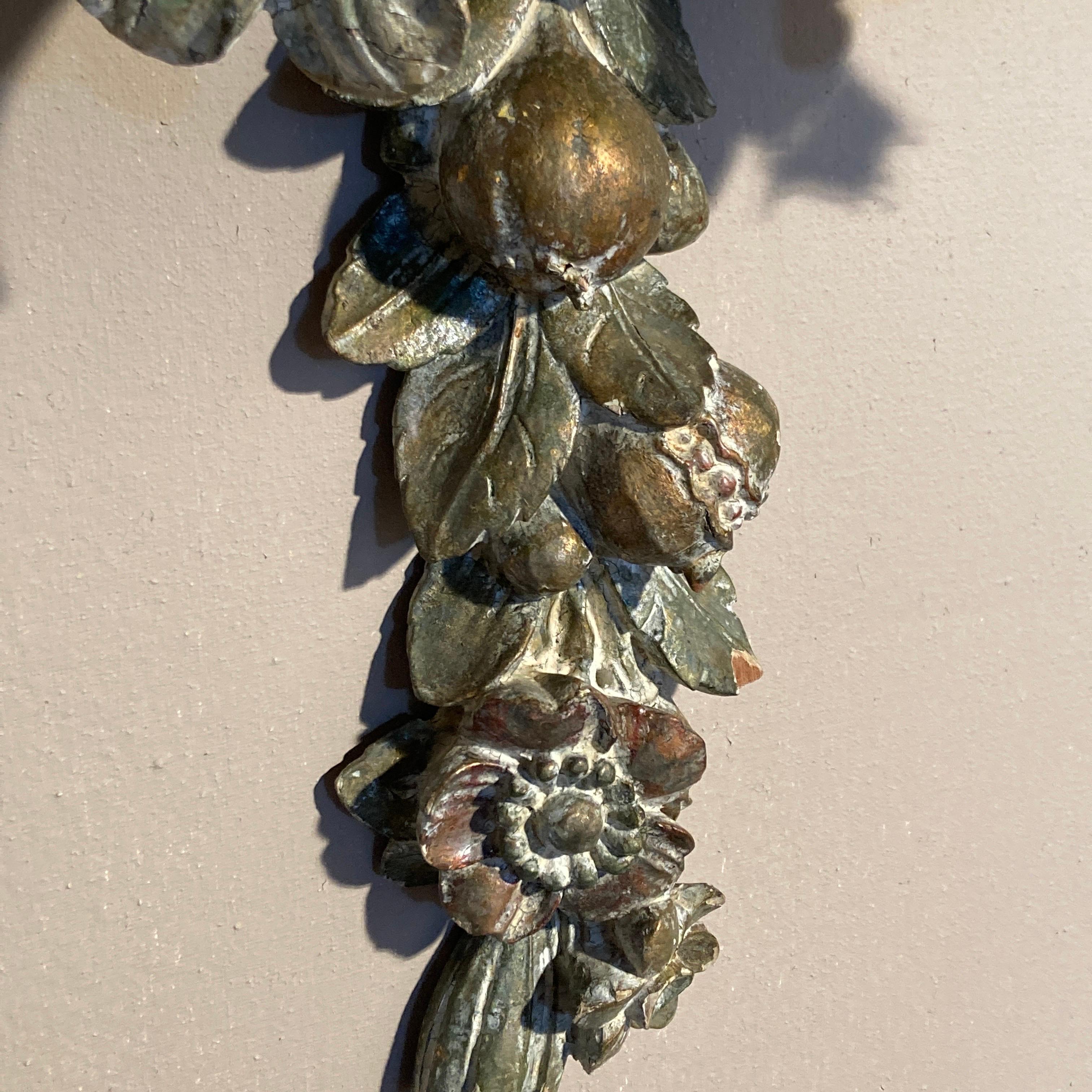 Pair Hand Carved Wood Silver Gilded Italian Wall Sconces  1
