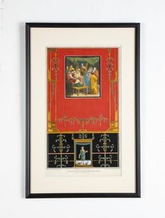 Pair 18th Century Italian Hand Colored Engravings Roman Frescoes from Pompeii