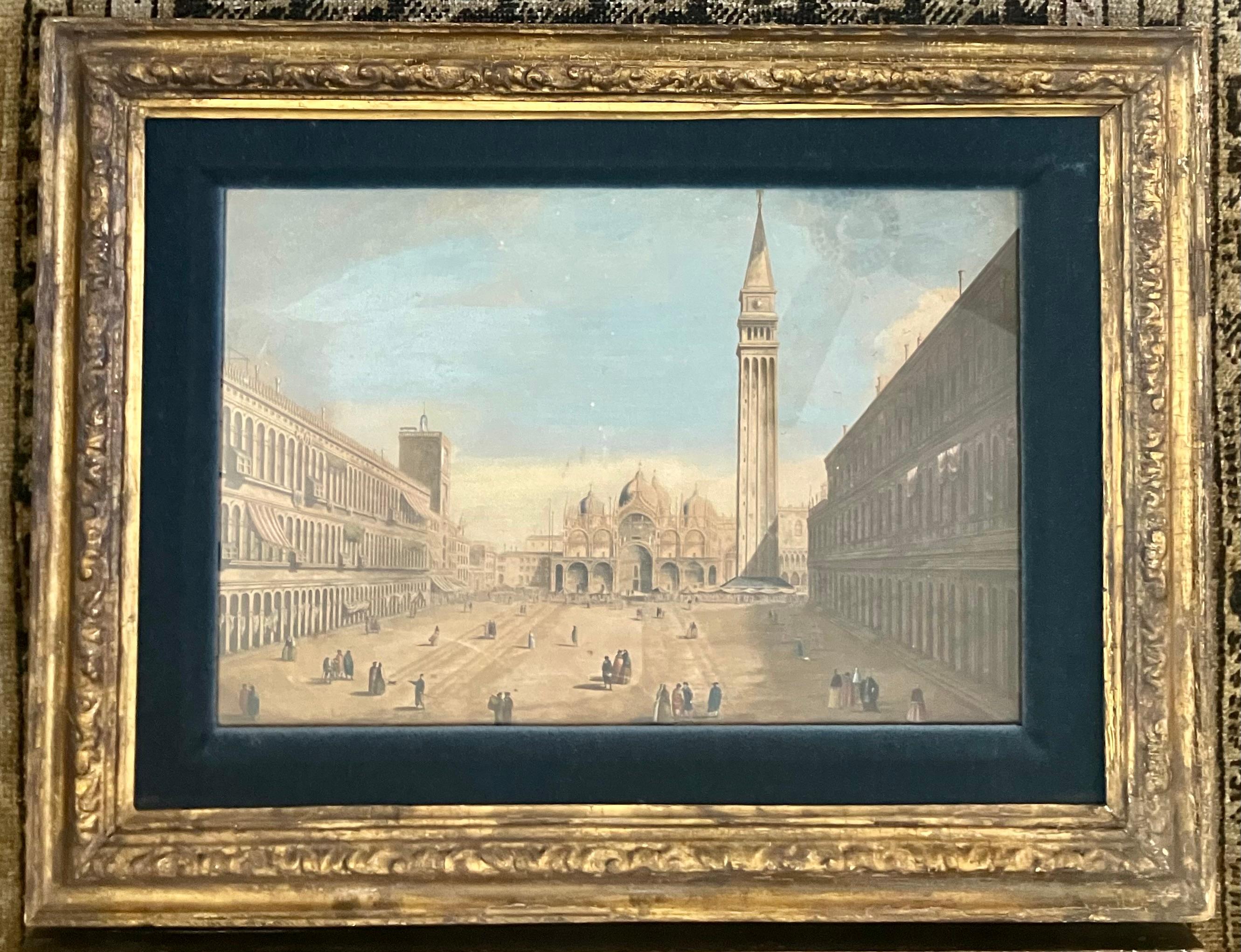 Italian Pair Hand-Colored Venetian Engravings after Canaletto For Sale