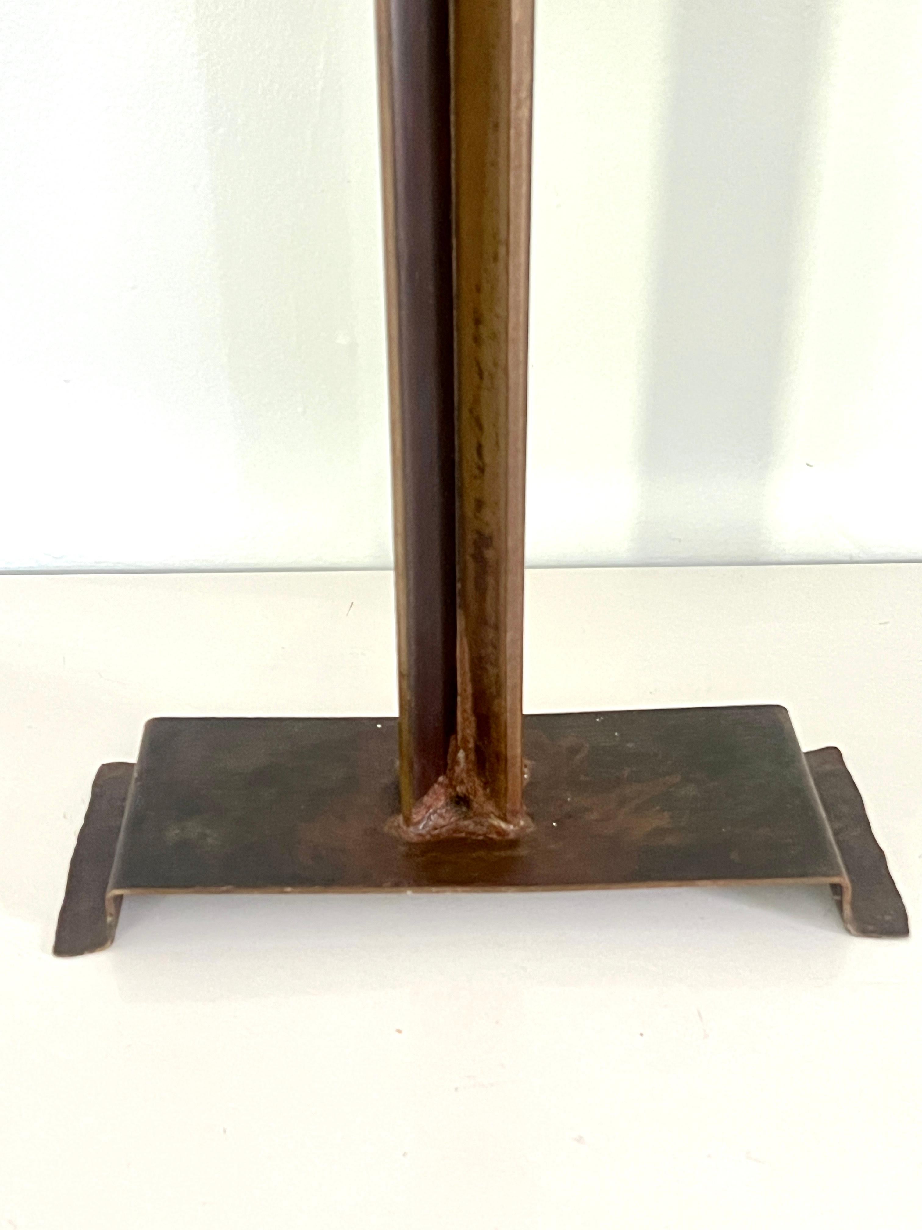 Pair Hand Crafted Brutalist Iron Candelabra With 5 Candle Holders For Sale 8