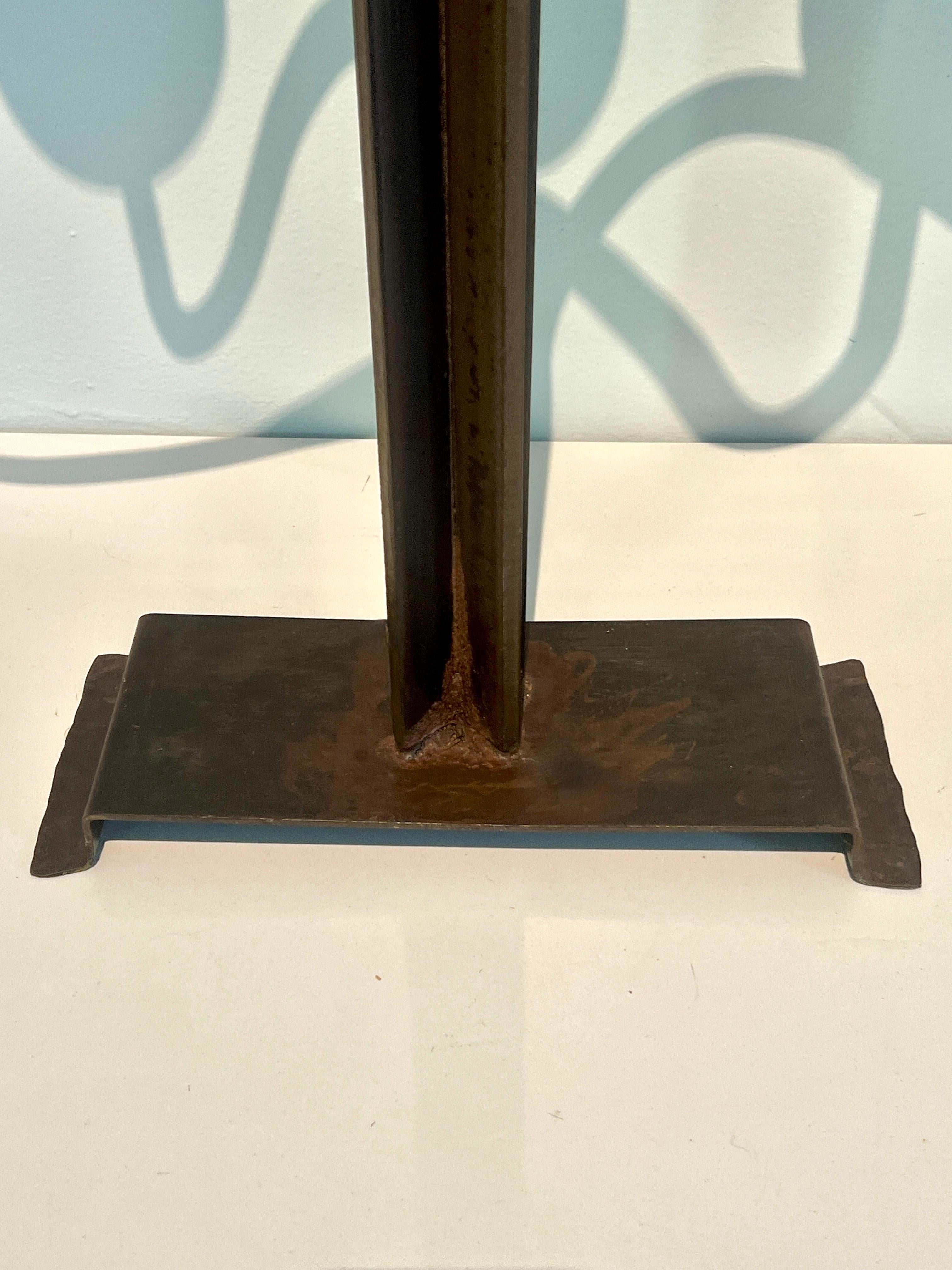 Pair Hand Crafted Brutalist Iron Candelabra With 5 Candle Holders For Sale 4