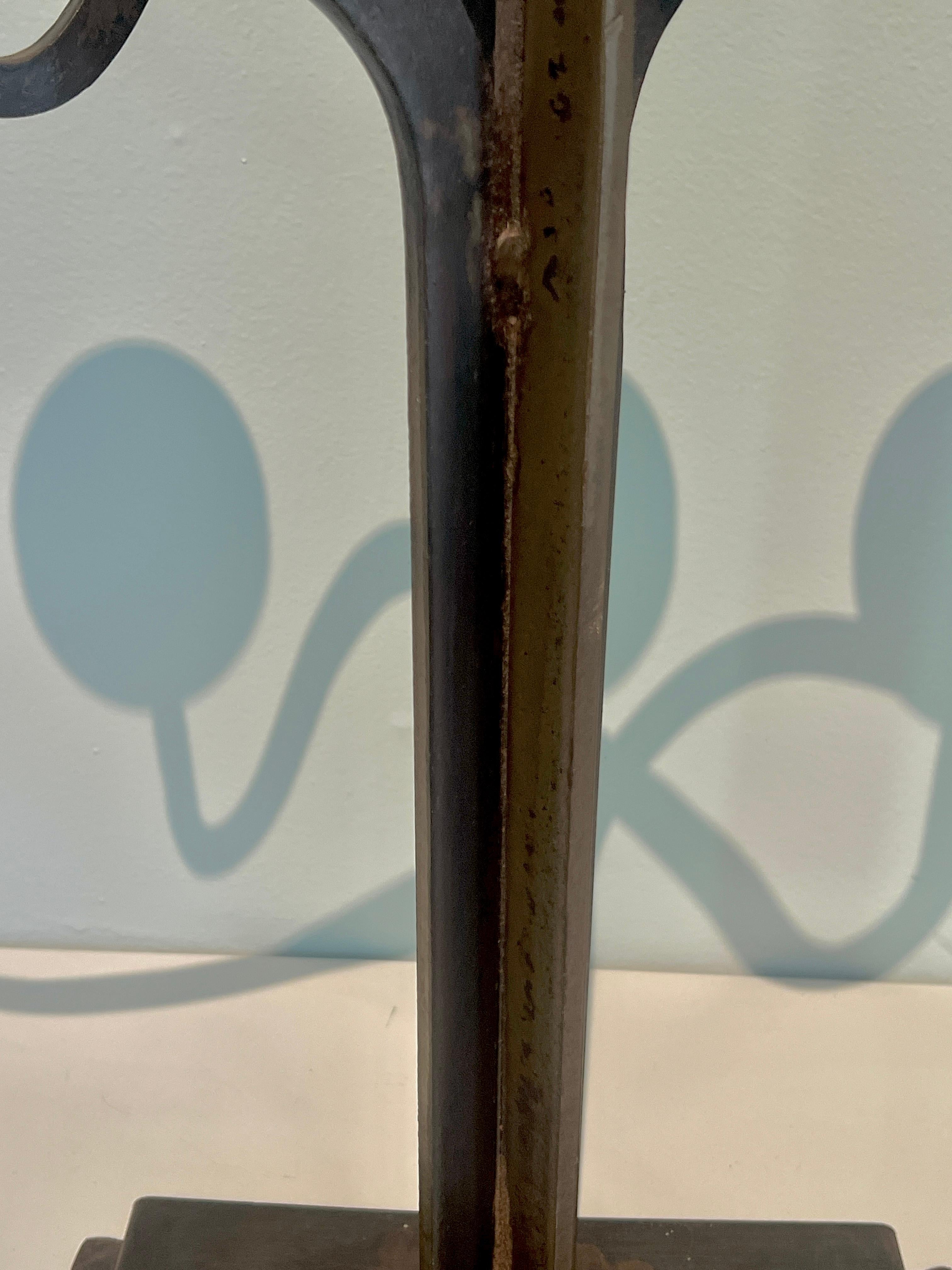 Pair Hand Crafted Brutalist Iron Candelabra With 5 Candle Holders For Sale 5