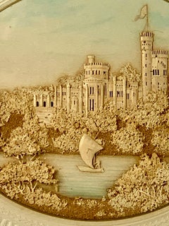 Pair Hand Crafted Corkwork Dioramas with Scenes of English Castles Circa 1840