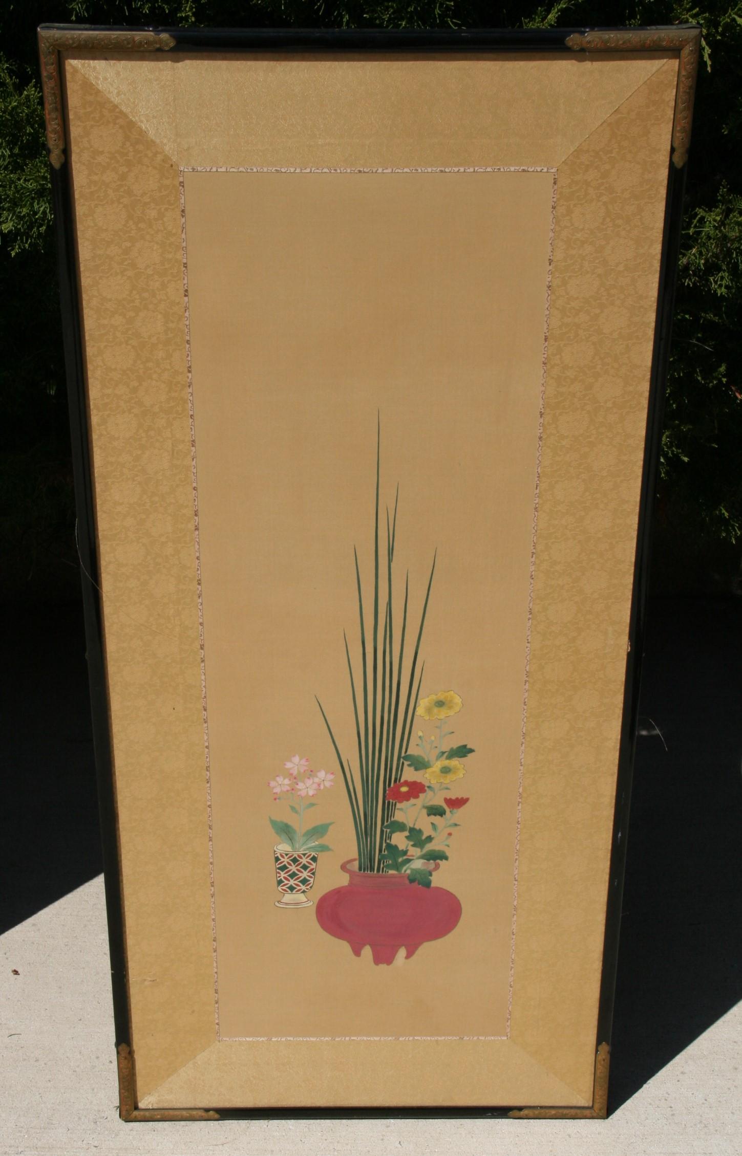 Pair Hand Painted Japanese  Panels/Screens For Sale 6